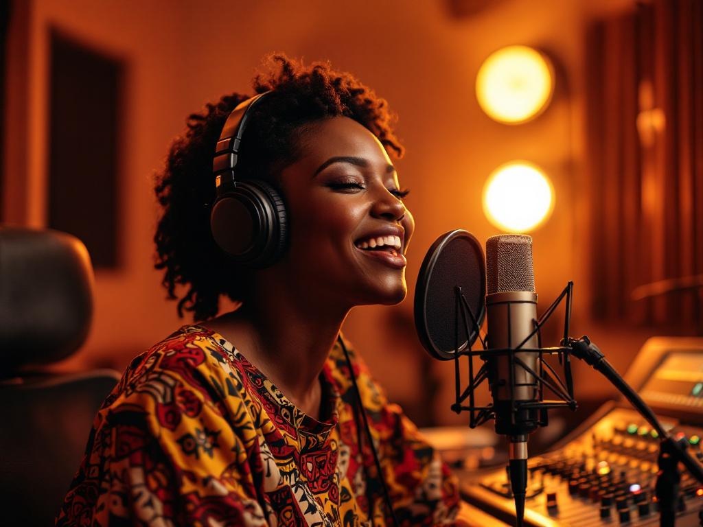 Adokiye in the recording studio working on new album